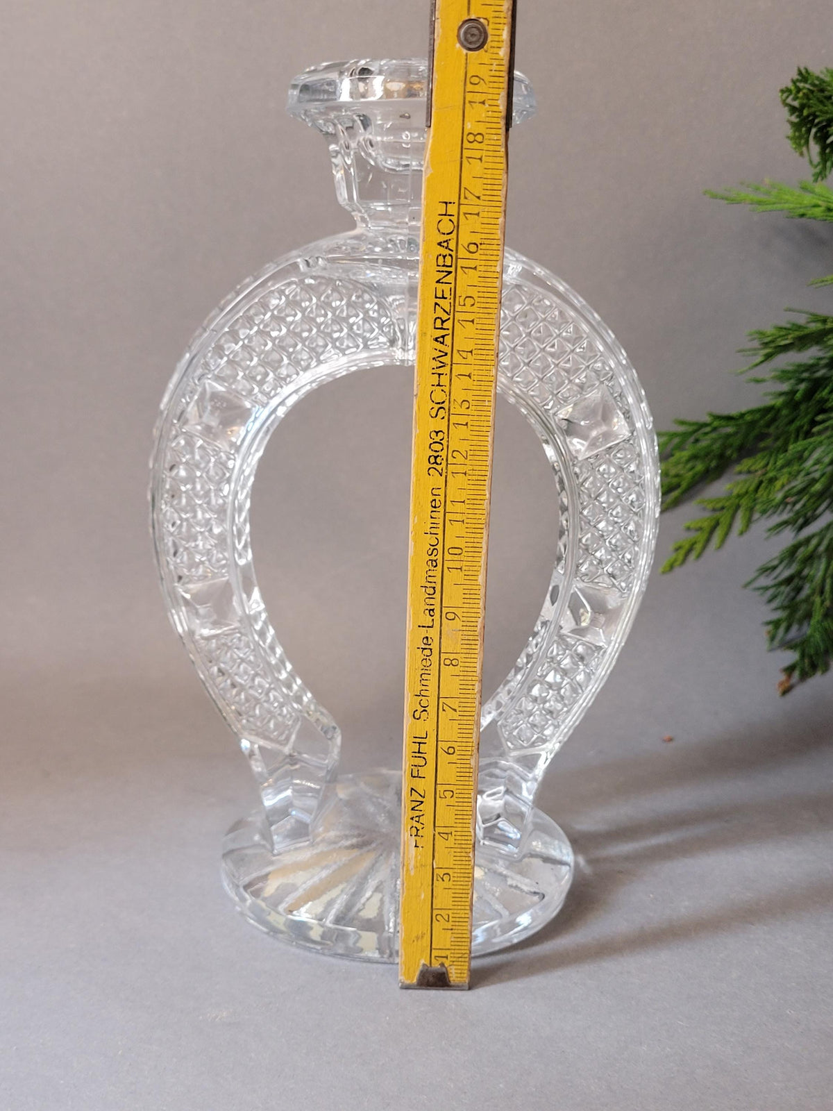 Vintage Crystal Horseshoe Candle Holder • 24% Lead Crystal • Gus-Khrustalny Russia • Rare Soviet Crystal Decor