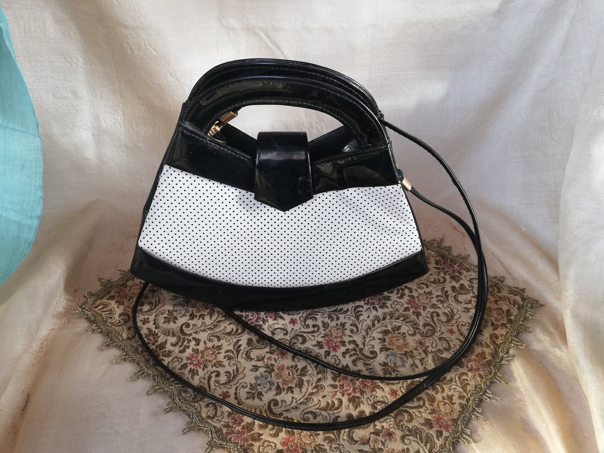 Retro Lackhandtasche Rockabilly Stil