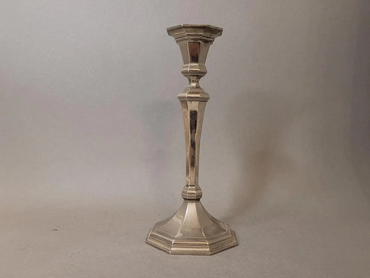 Bougeoir argenté à base octogonale – chandelier de table vintage de style géorgien, 18 cm