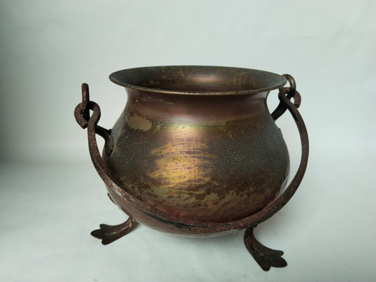 Chaudron ancien en cuivre forgé à la main – Fer forgé, Eisenstadt, env. 1880–1930