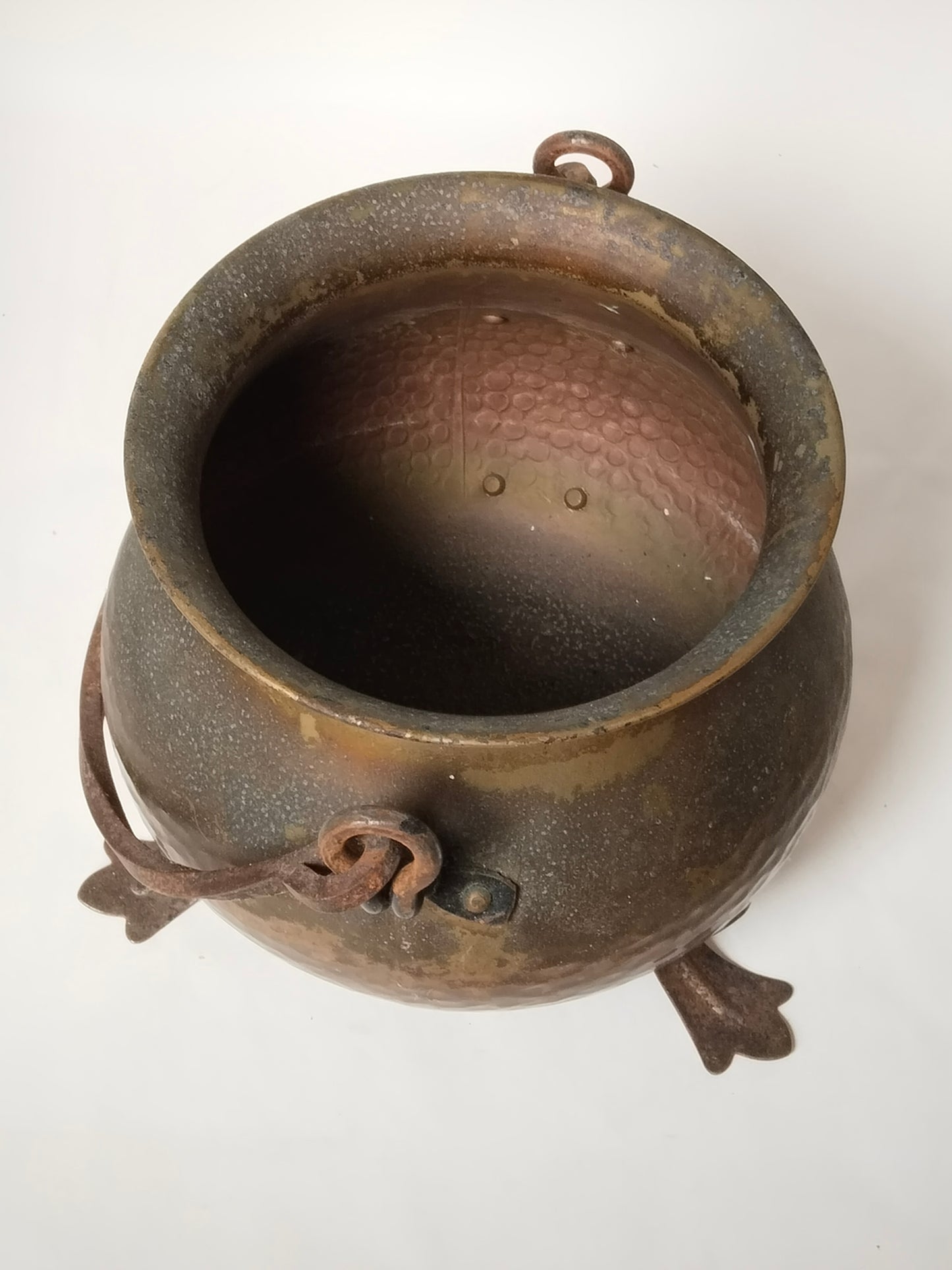 Chaudron ancien en cuivre forgé à la main – Fer forgé, Eisenstadt, env. 1880–1930