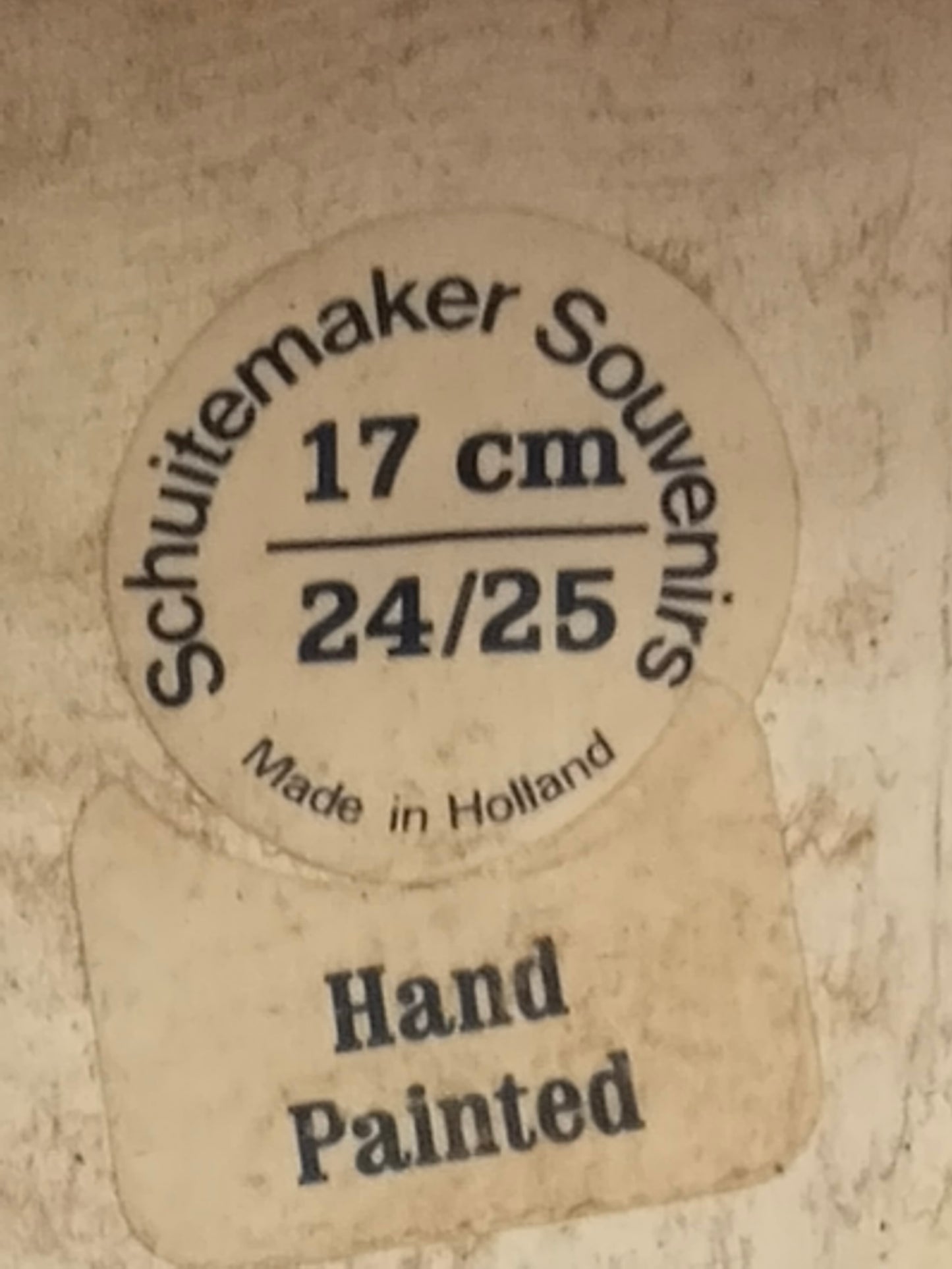 Handbemalte niederländische Holzschuhe Vintage. Stampe mit Größenangabe des der Schuhe.