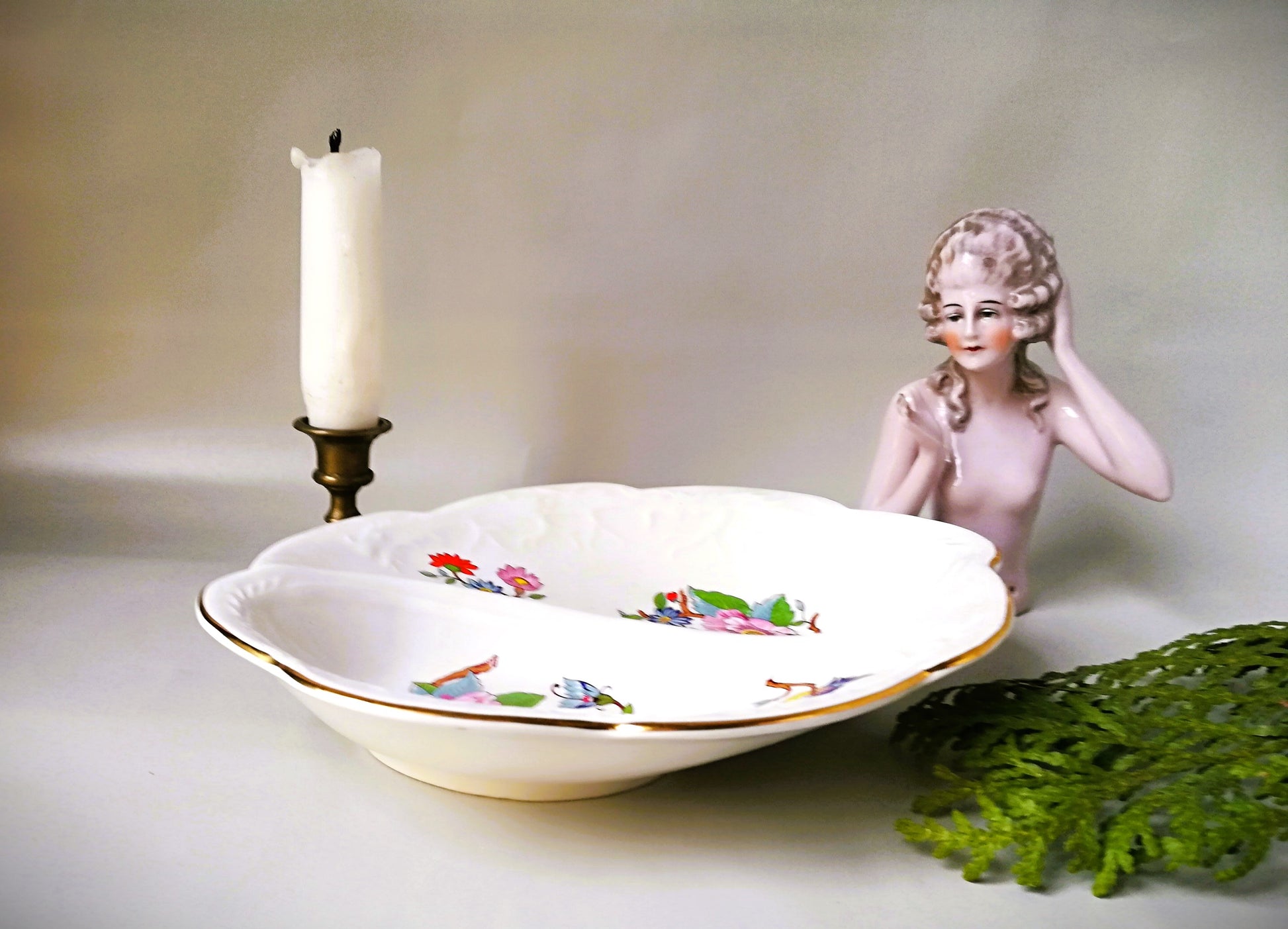 Vintage Aynsley Pembroke Zuckerschale Konfektständer Blumenmuster 1970er