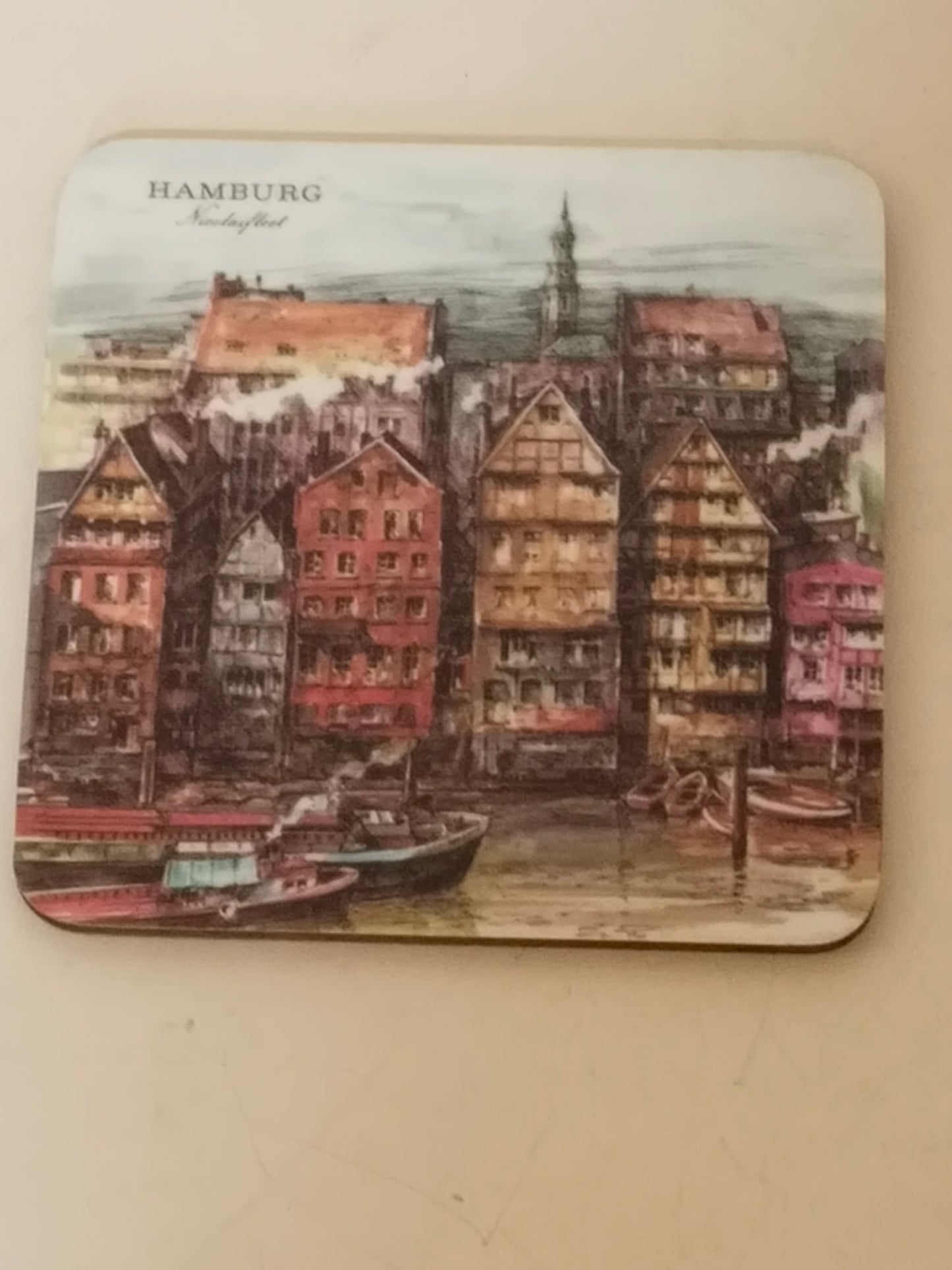 Untersetzer Hamburg St. Michaeliskirche der Michel, Vintage Untersetzer