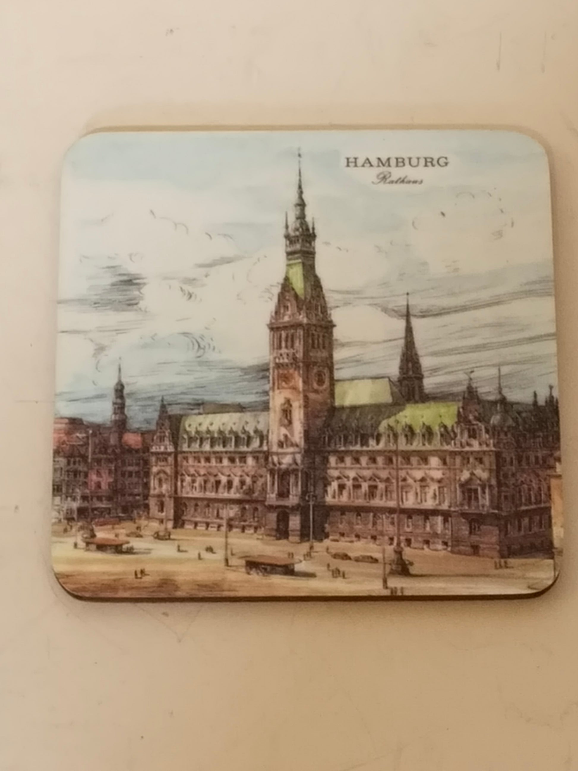 Untersetzer Hamburg Nikolaifleet mit Fachwerkhäusern und Booten