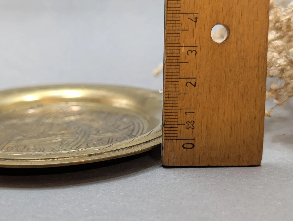 Sous-verres en laiton, lot de 6 – ornements gravés à la main, motif tressé oriental, vintage