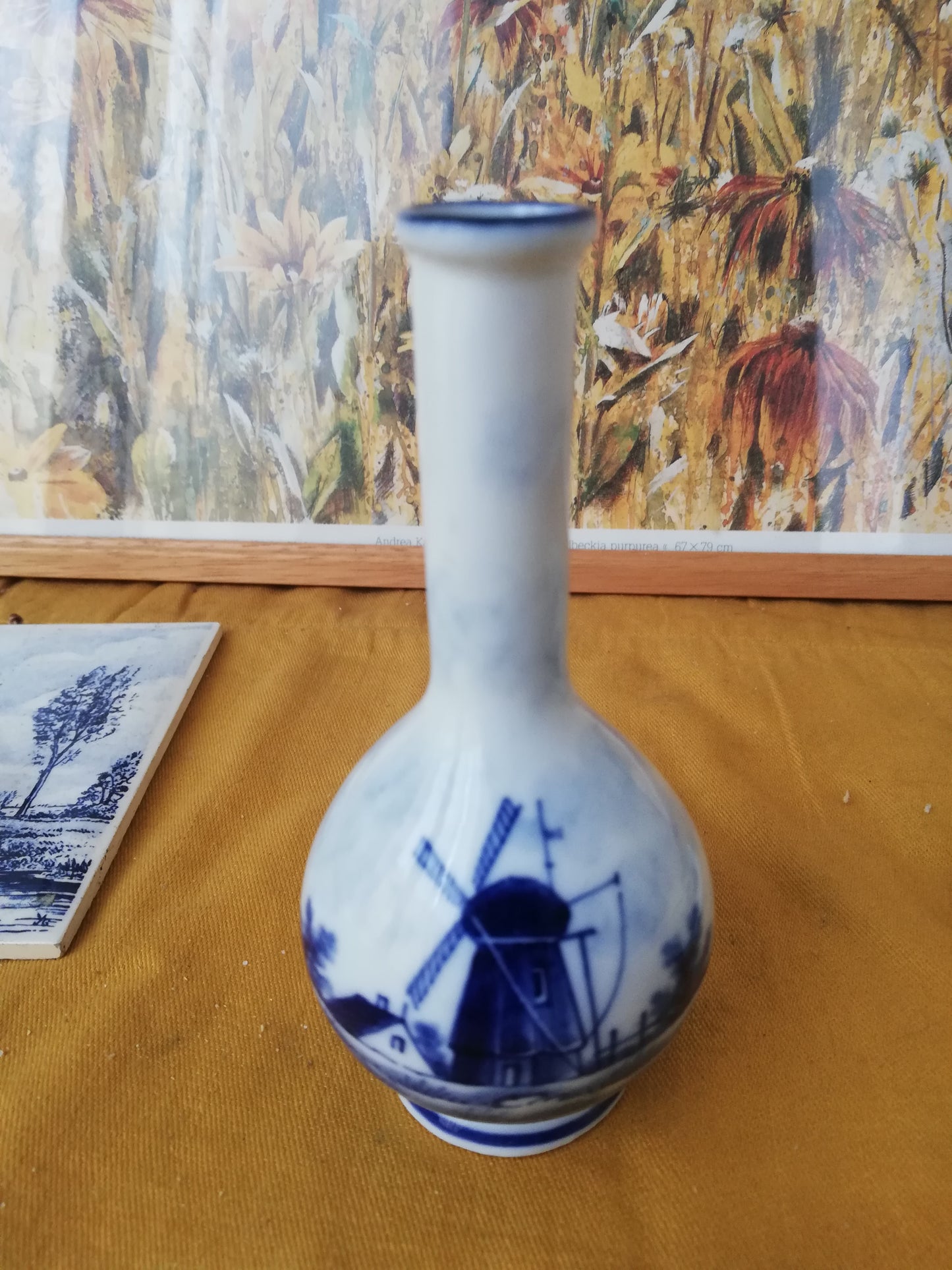 Vintage Ziervase blau weiß Porzellan Holland Stil 1980er Jahre