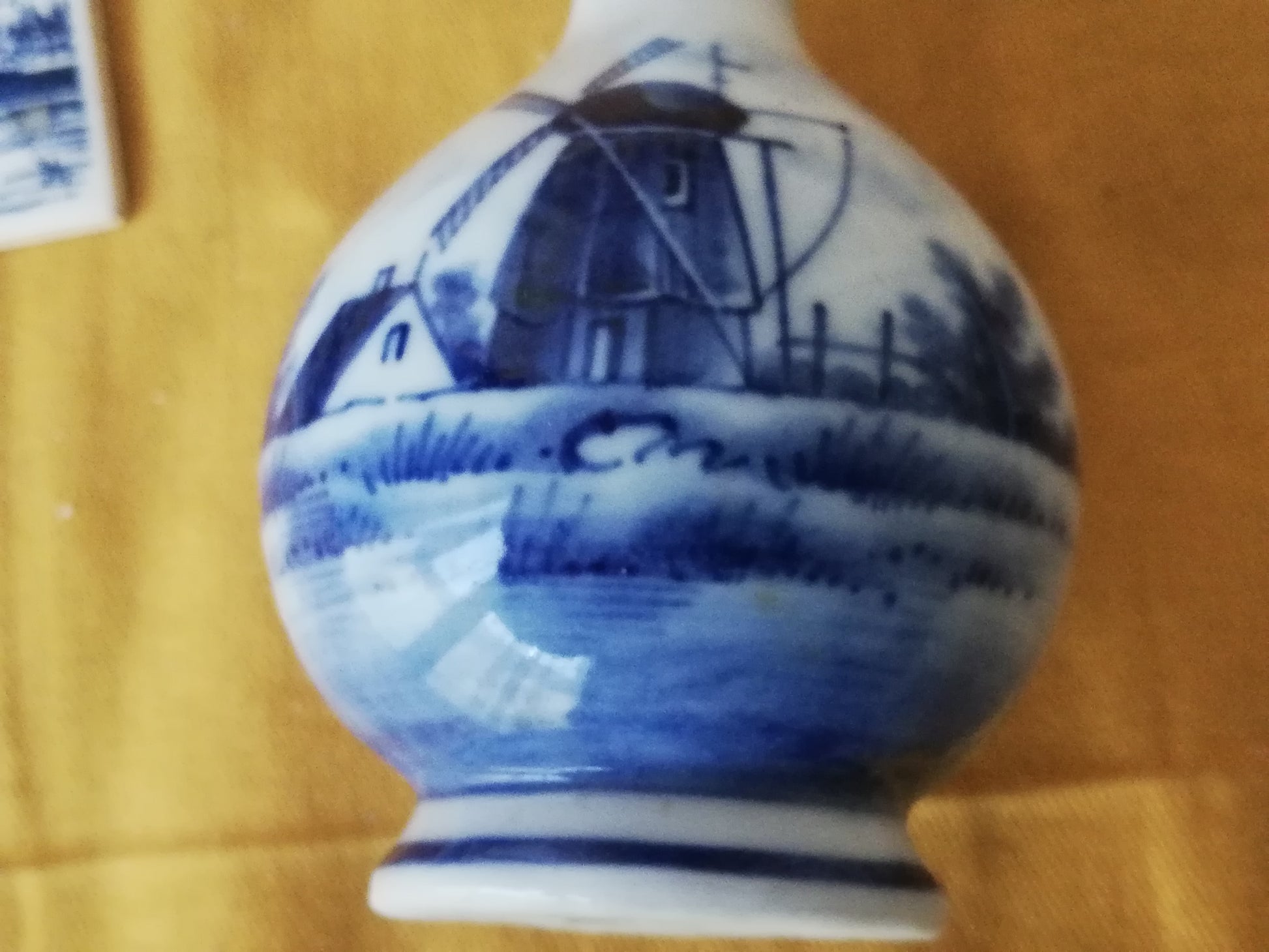 Detailansicht  Vintage Porzellanvase Delfter Blau