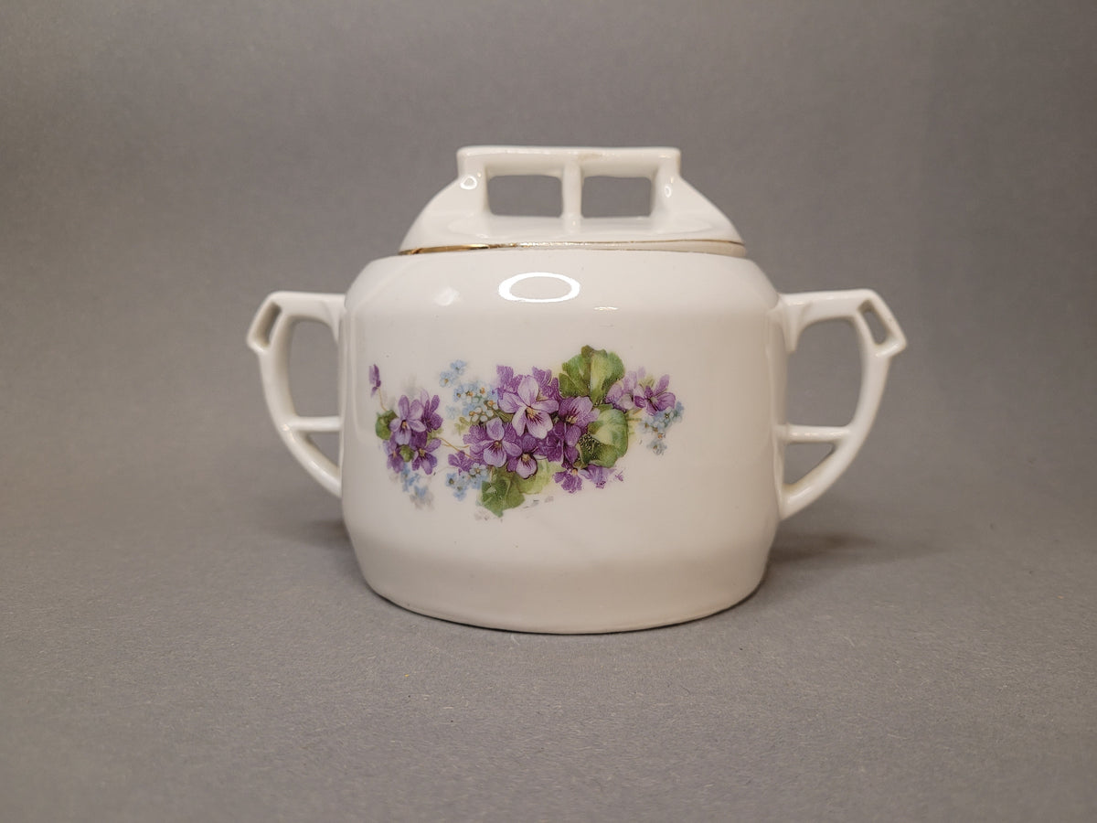 Vintage Zuckerdose mit Veilchenmotiv – Porzellan, 1920er Jahre, mit De – VintageAustriaShop