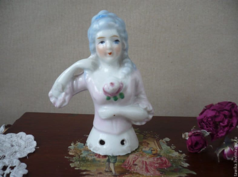 Antike japanische Halbfigur-Puppe, viktorianischer Stil – Gesamtansicht, vor 1950