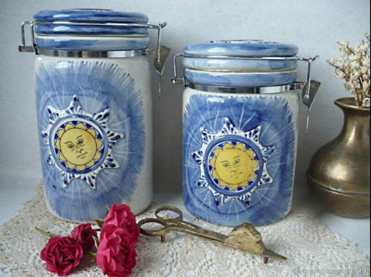 Porcelain storage jars for food, vintage / Austria