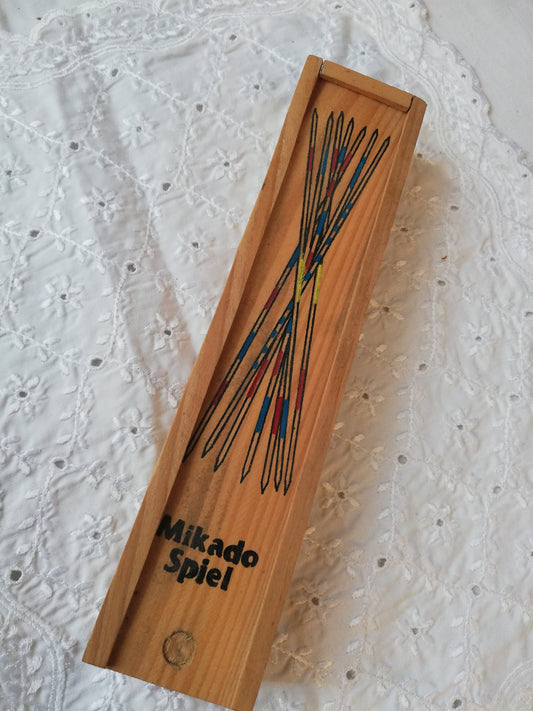 Mikado-Spiel aus Holz, Werbegeschenk der Creditanstalt-Bankverein – Gesamtansicht, Vintage Österreich 1990er