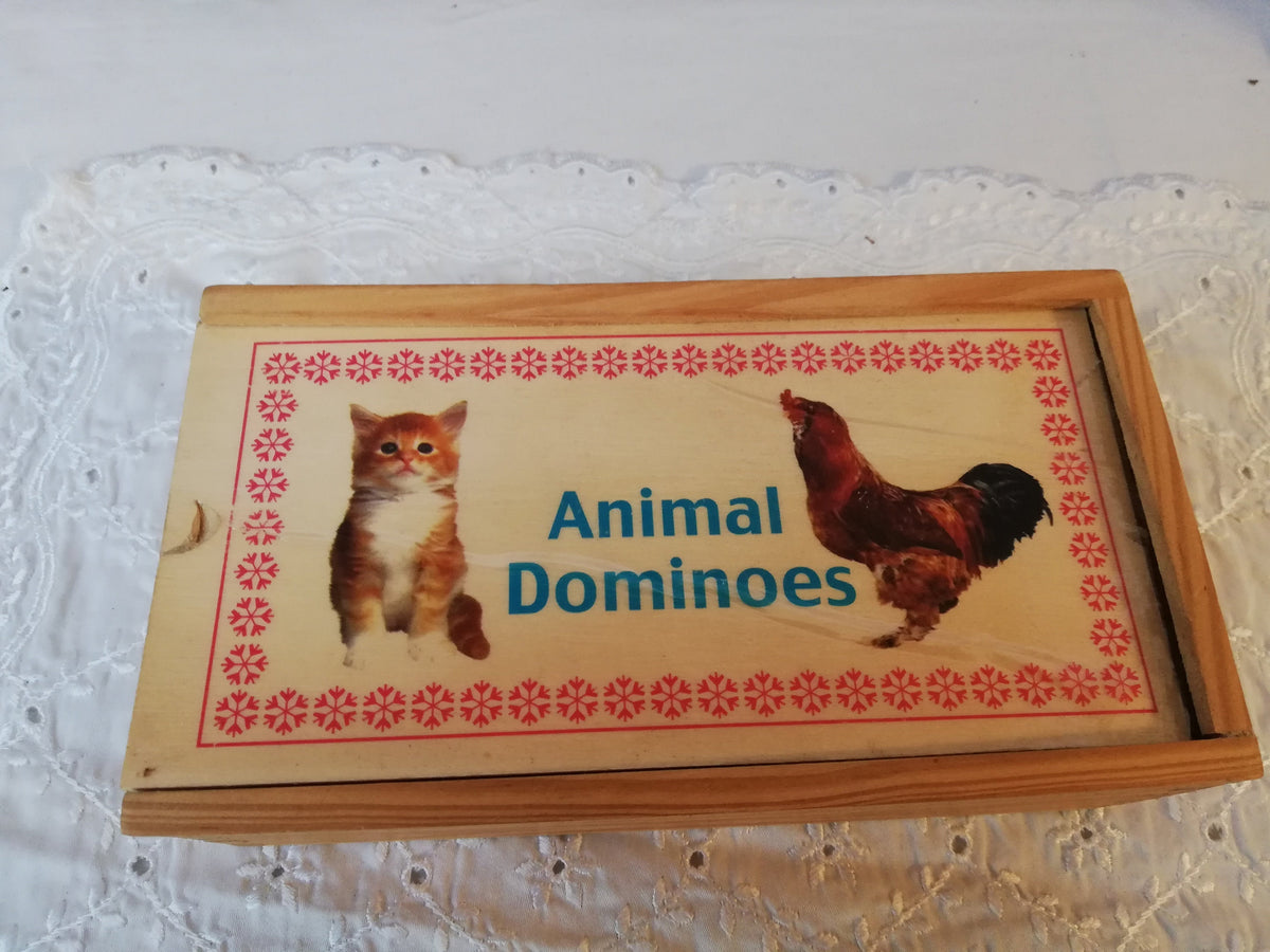 Kinder-Domino-Spiel mit Tiermotiven aus England – Gesamtansicht, Vintage 1990er