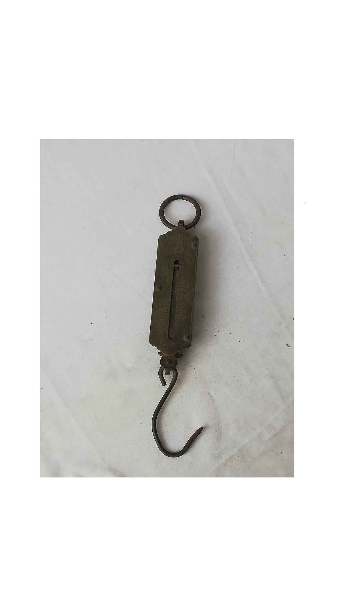 Antike Salter-Taschenfederwaage aus Messing, Gesamtansicht