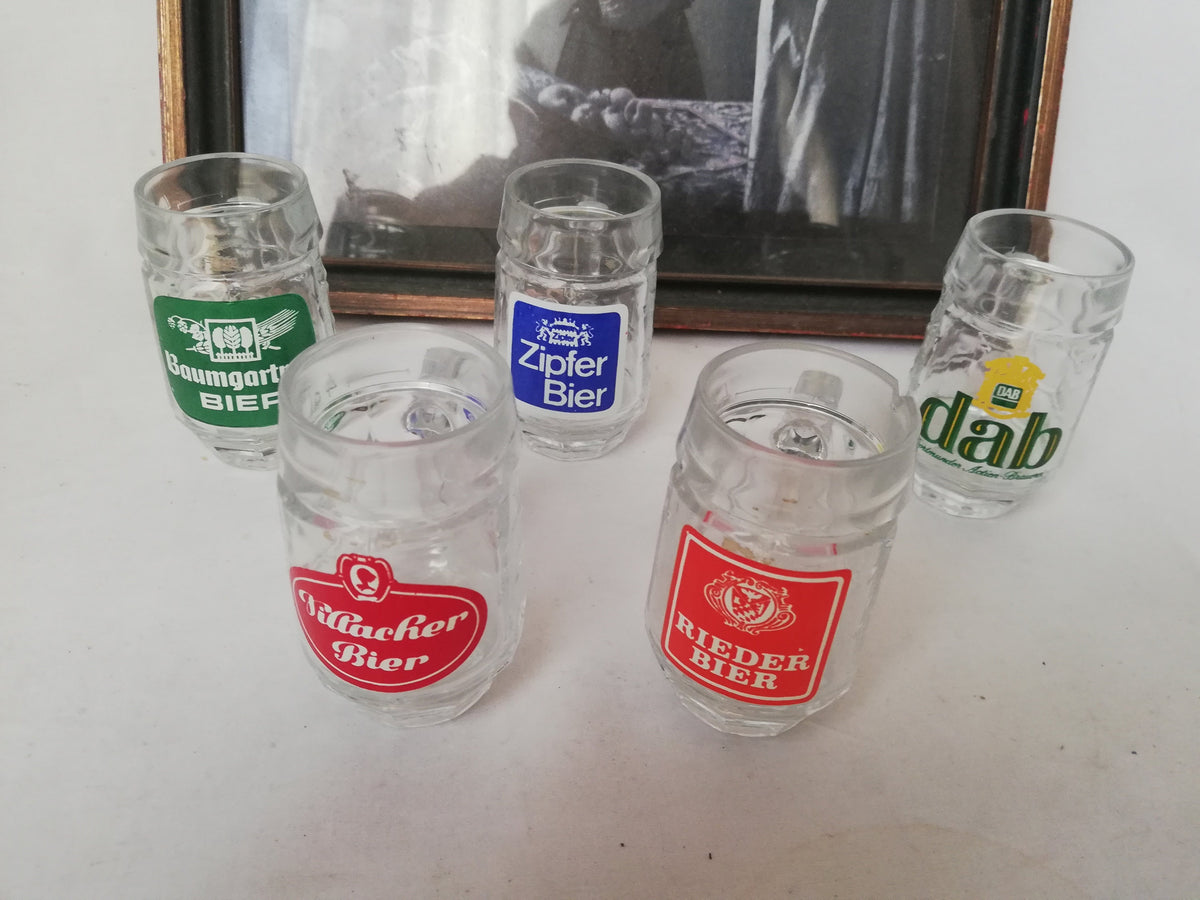Shot glasses 5 st. in the shape of a beer mug, vintage from Austria