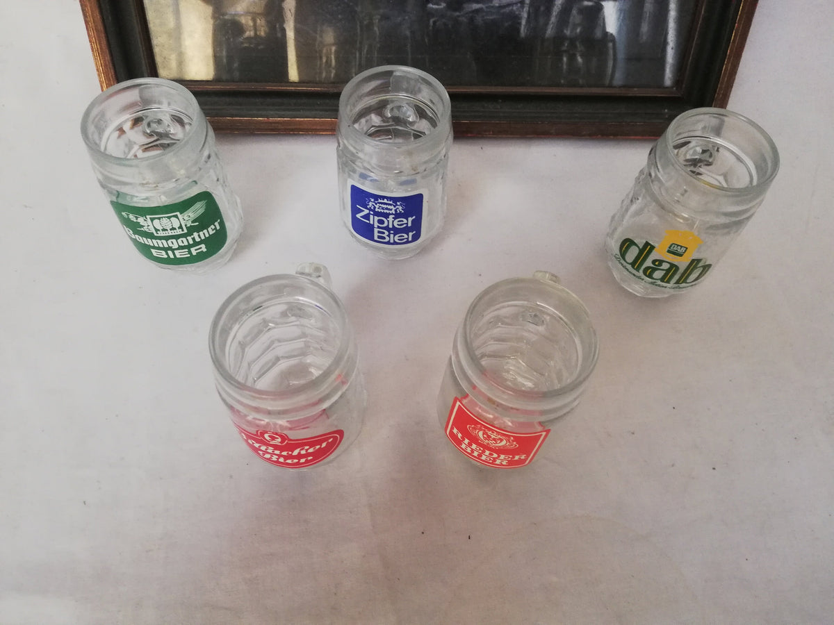 Shot glasses 5 st. in the shape of a beer mug, vintage from Austria