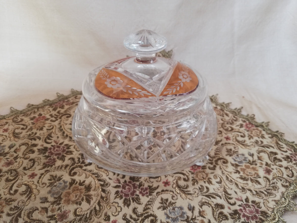Glass jar with lid for confectionery or biscuits. Vintage from Austria
