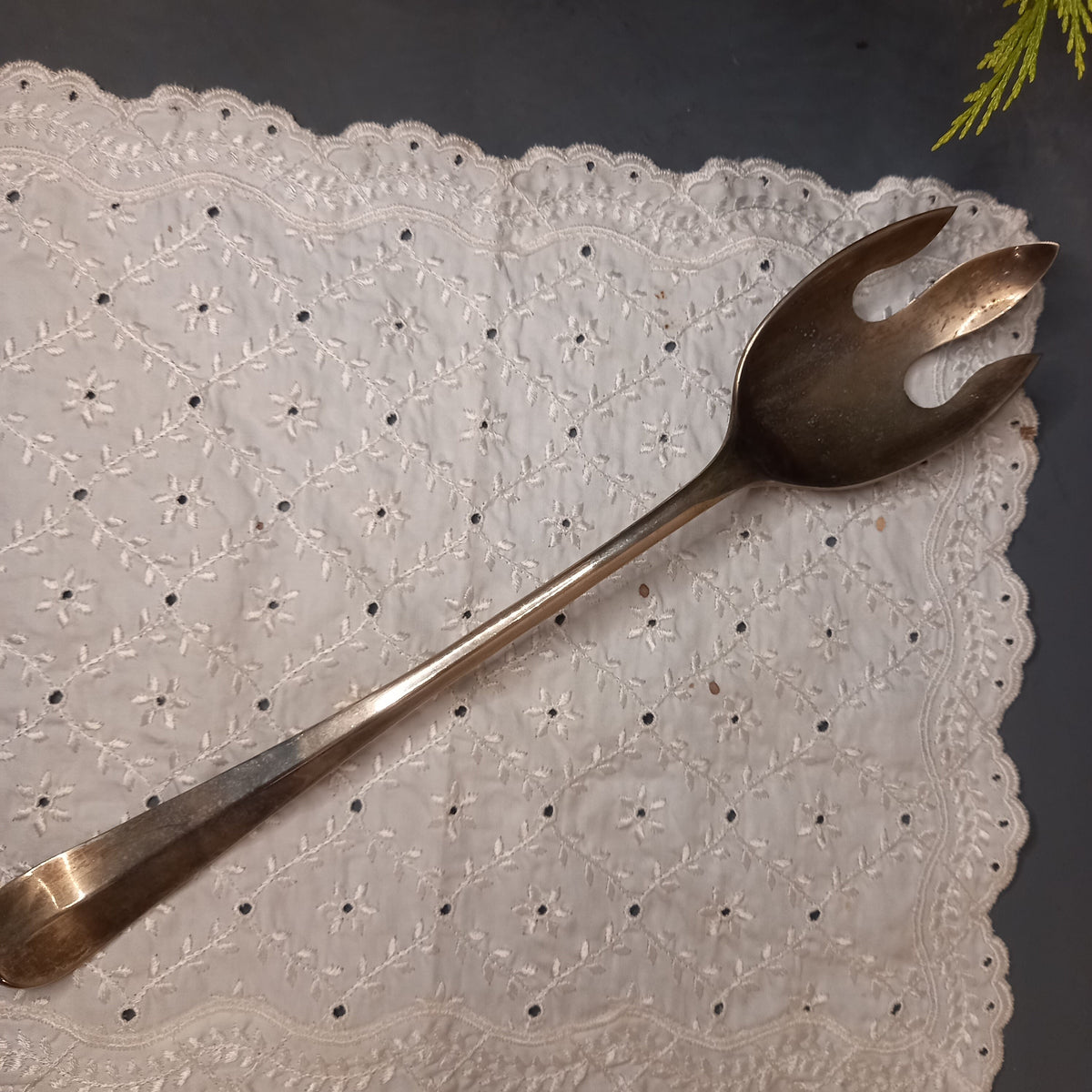 Large silver plated serving fork from Austria, vintage