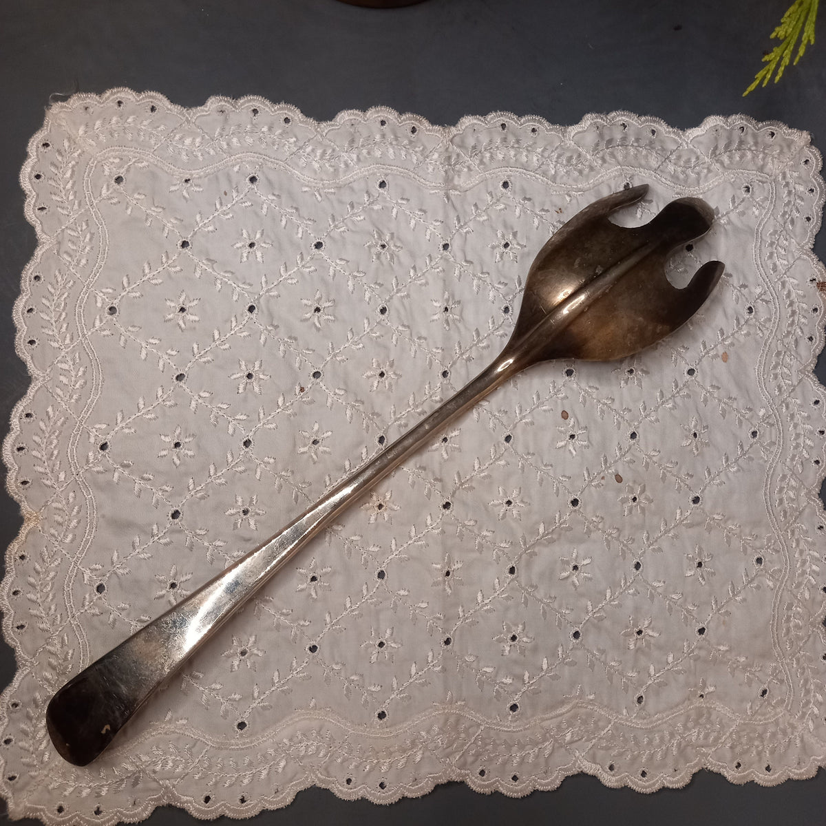 Large silver plated serving fork from Austria, vintage