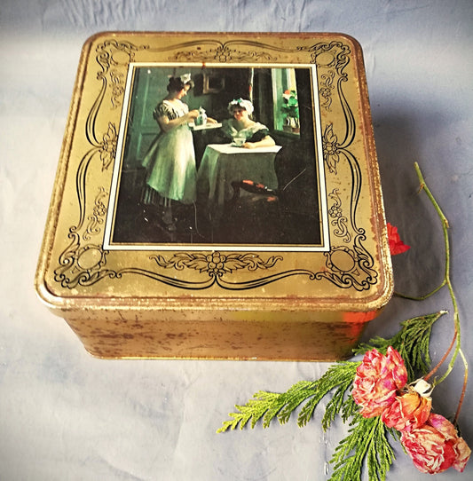 Antique tin can from Julius Meinl Coffee, Austrian tin box for high-quality coffee, collector's box made of tin for lovers.