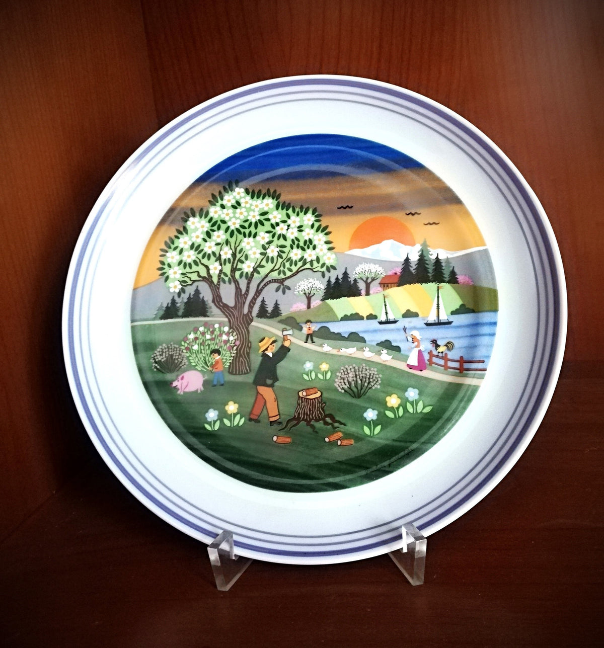 Porcelain plate for Easter, porcelain plate with burnt image, porcelain plate from Hutschenreuther, porcelain plate from Nixdorf,