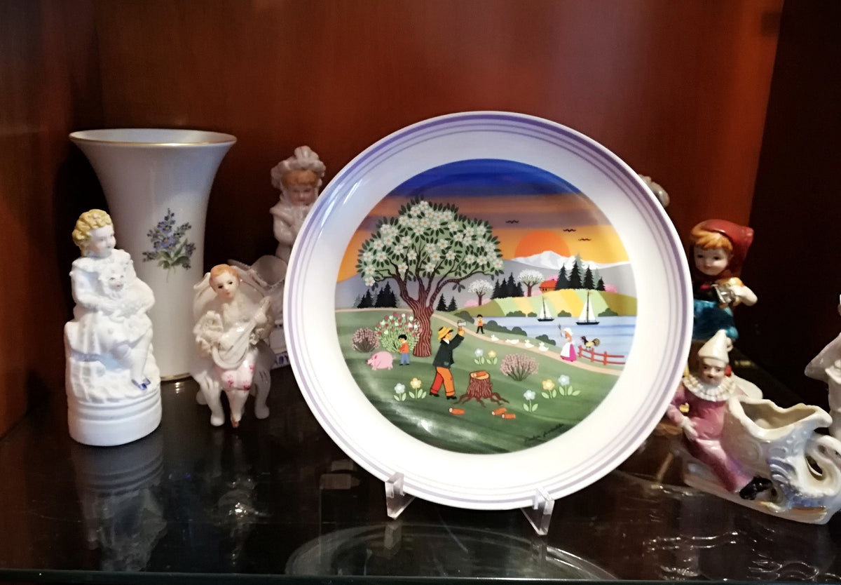 Porcelain plate for Easter, porcelain plate with burnt image, porcelain plate from Hutschenreuther, porcelain plate from Nixdorf,