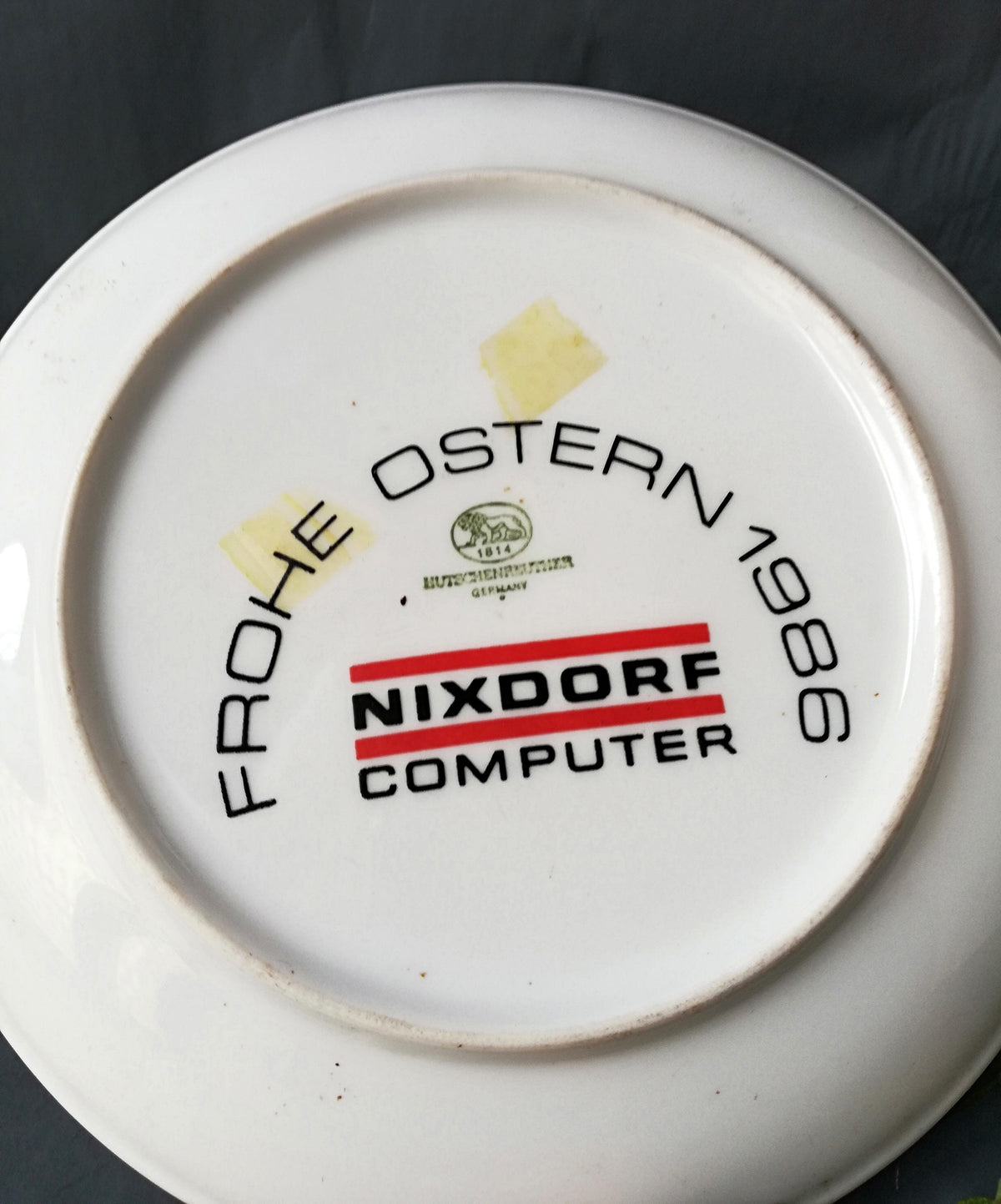 Porcelain plate for Easter, porcelain plate with burnt image, porcelain plate from Hutschenreuther, porcelain plate from Nixdorf,