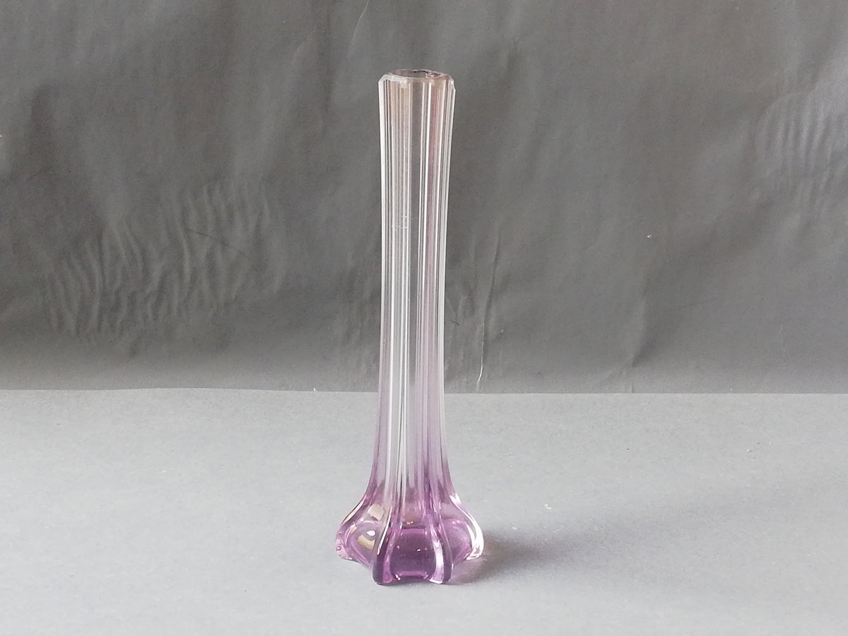 Elegant, narrow flower vase for single-stemmed flowers. graceful vase for the lunch table, purple vase as a flower decoration,
