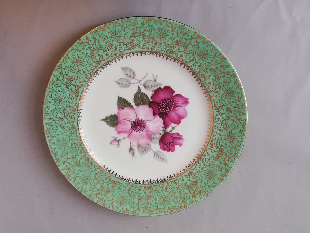 Pirkenhammer Porzellanteller mit Blumendekor, Gesamtansicht