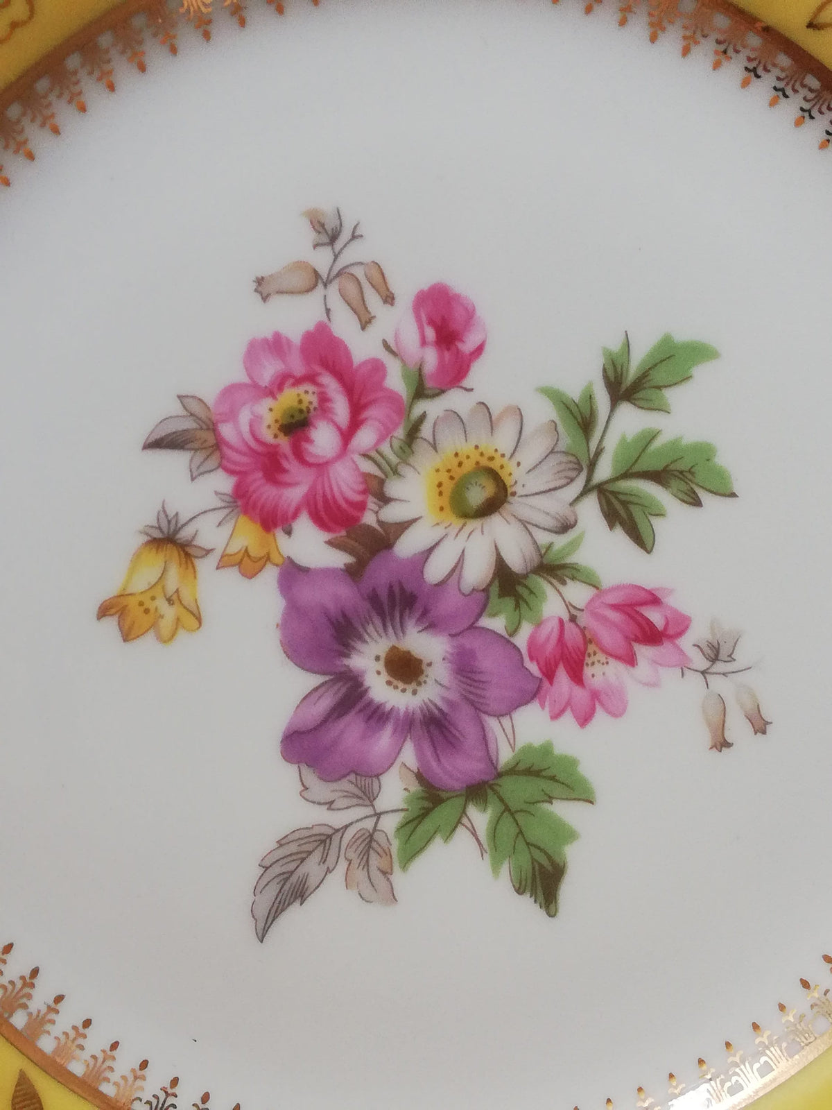 Böhmischer Porzellanteller mit bunten Blumenmotiven als Wandteller