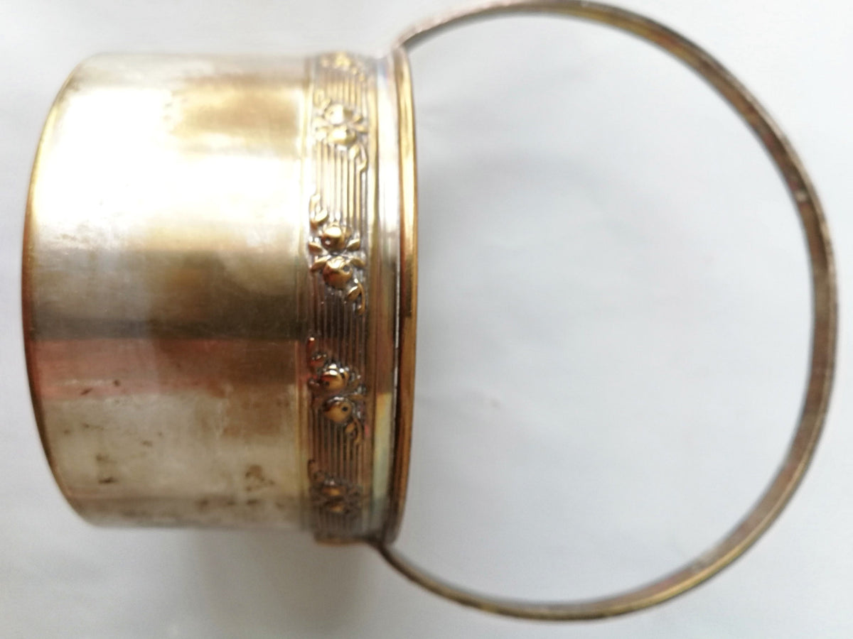 Antique candy bowl made of Alpacca silver, Art Nouveau box from Argentor, old candy box with handle made of Alpacca silver