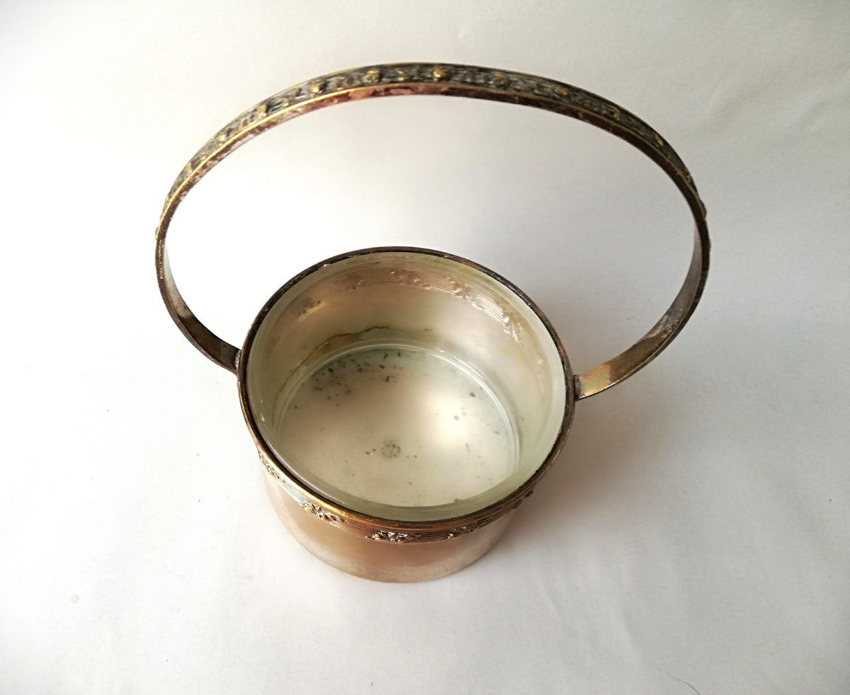 Antique candy bowl made of Alpacca silver, Art Nouveau box from Argentor, old candy box with handle made of Alpacca silver