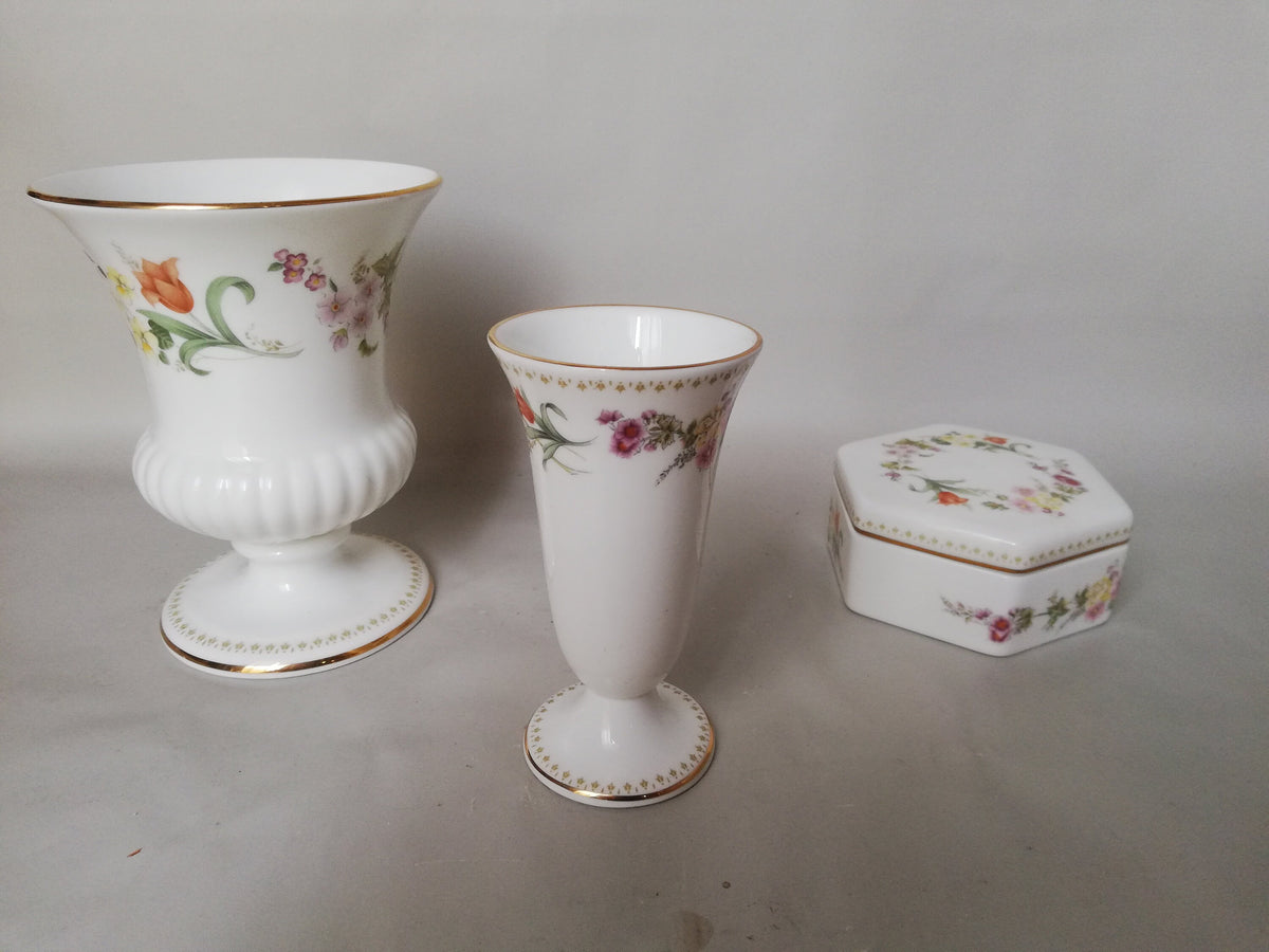 Elegant Wedgwood Bone China Porcelain Vase - Limited Edition, Floral Decor Underglaze Painting