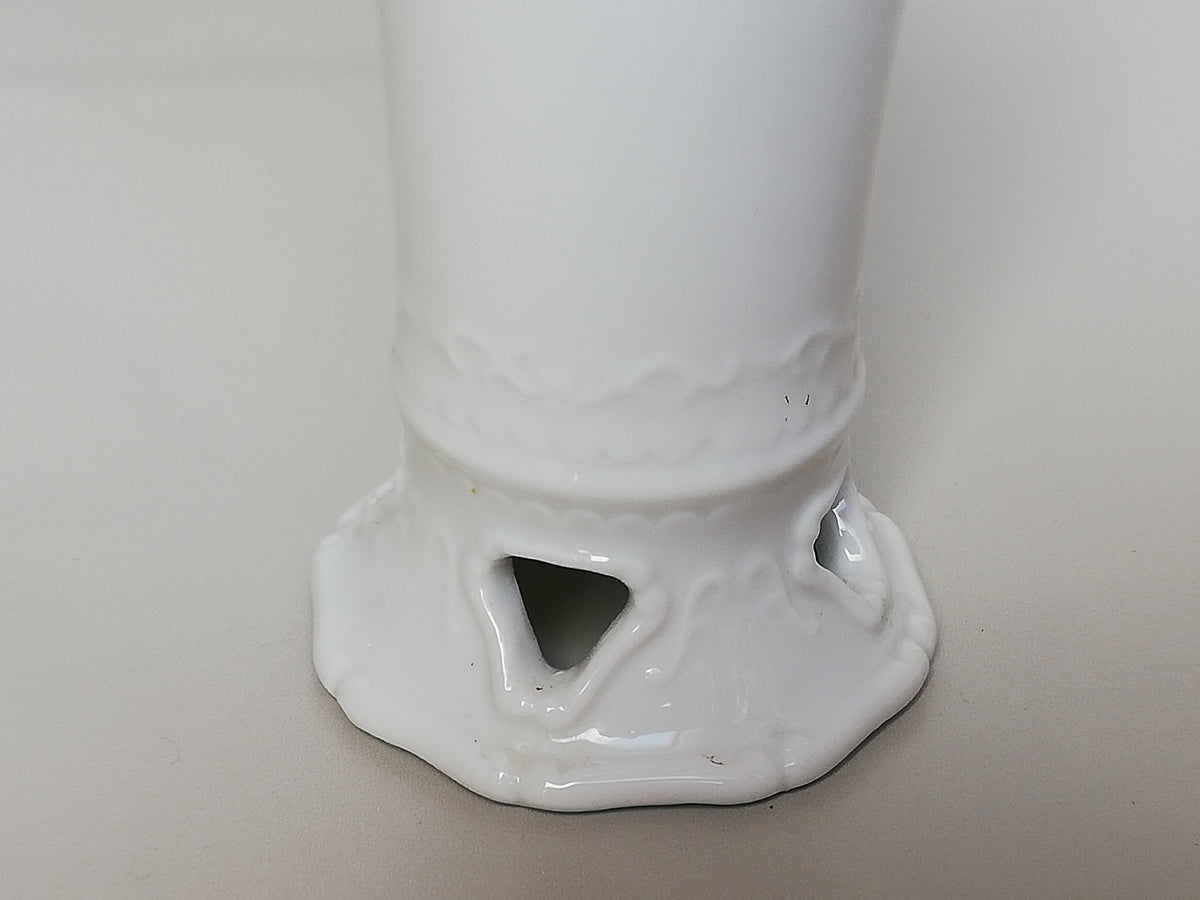 Fine porcelain vase with relief pattern and hole design - white - decorative highlight