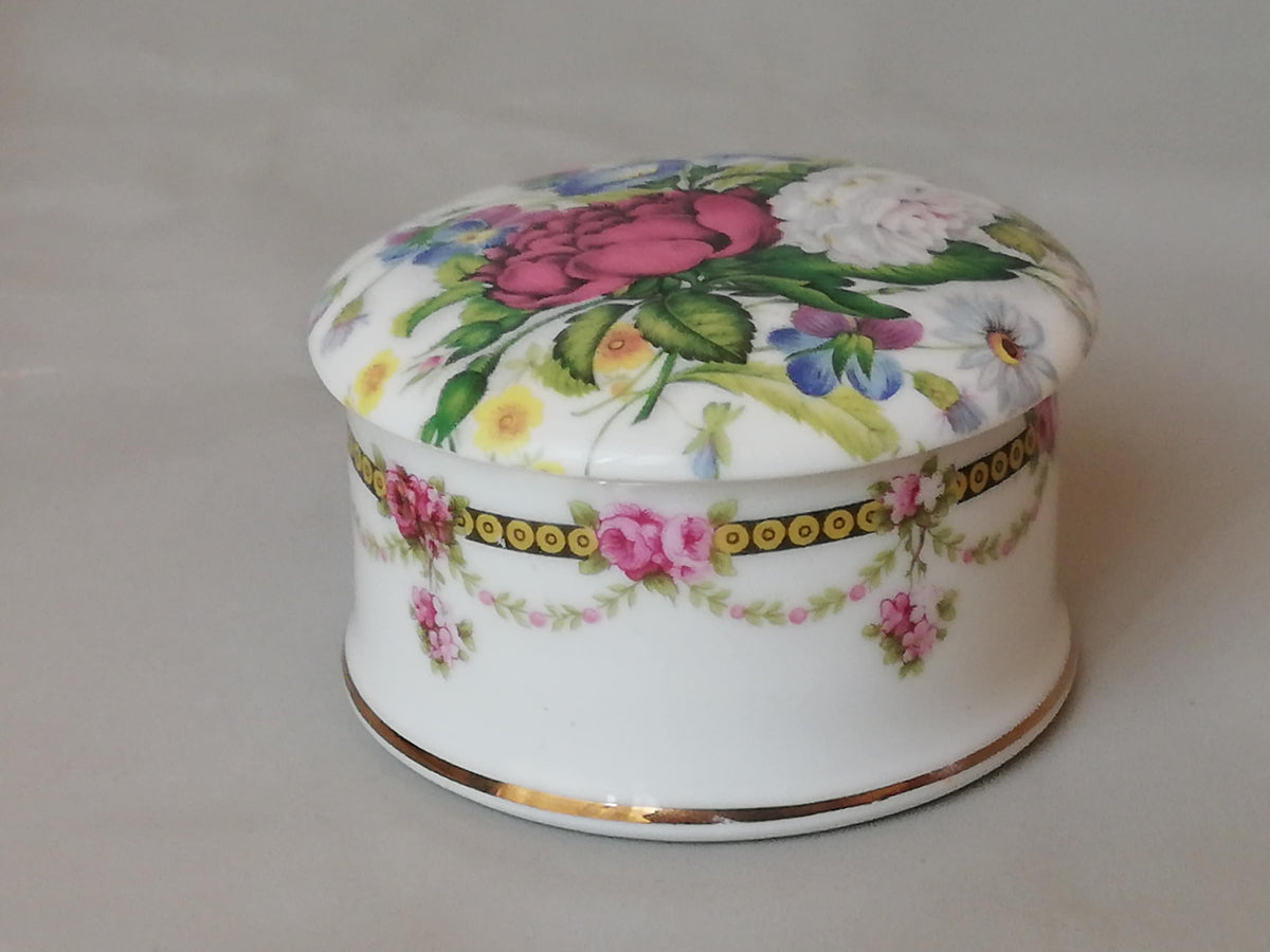 Bone-China-Dose Florence Collectibles mit Sommerblumen, Gesamtansicht