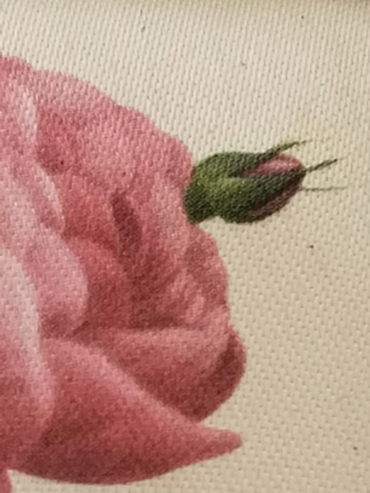 Rückseite des Rosenbilds mit Aufhängevorrichtung