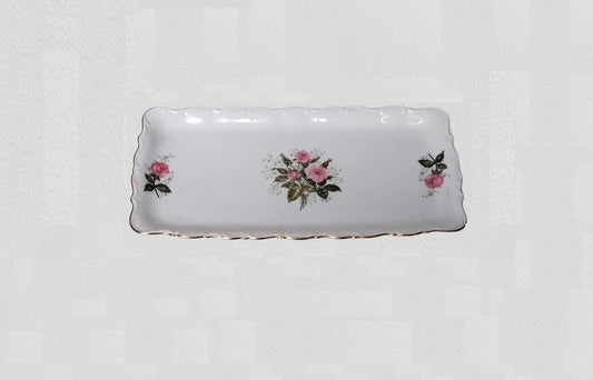 Vintage serving tray porcelain Seltmann Weiden – flower motif with gold rim, West Germany, perfect gift