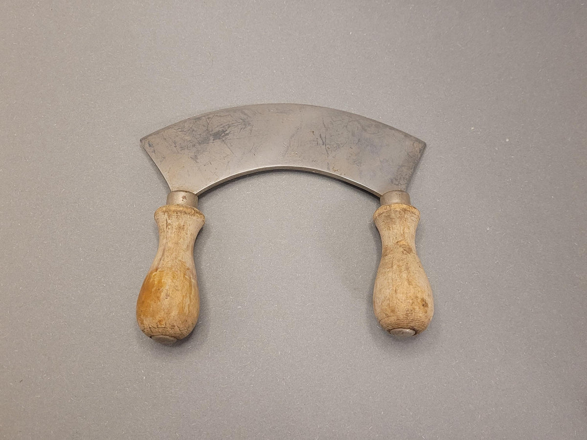 Vintage Mezzaluna-Wiegemesser von J. Matauschek Wien – Gesamtansicht, Österreich 1920er–1950er