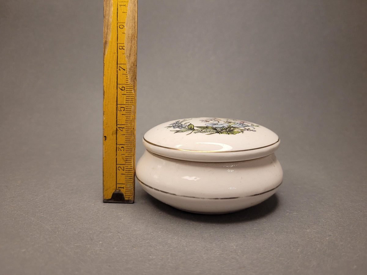 Vintage Porcelain Trinket Box with Delicate Romantic Spring Floral Design