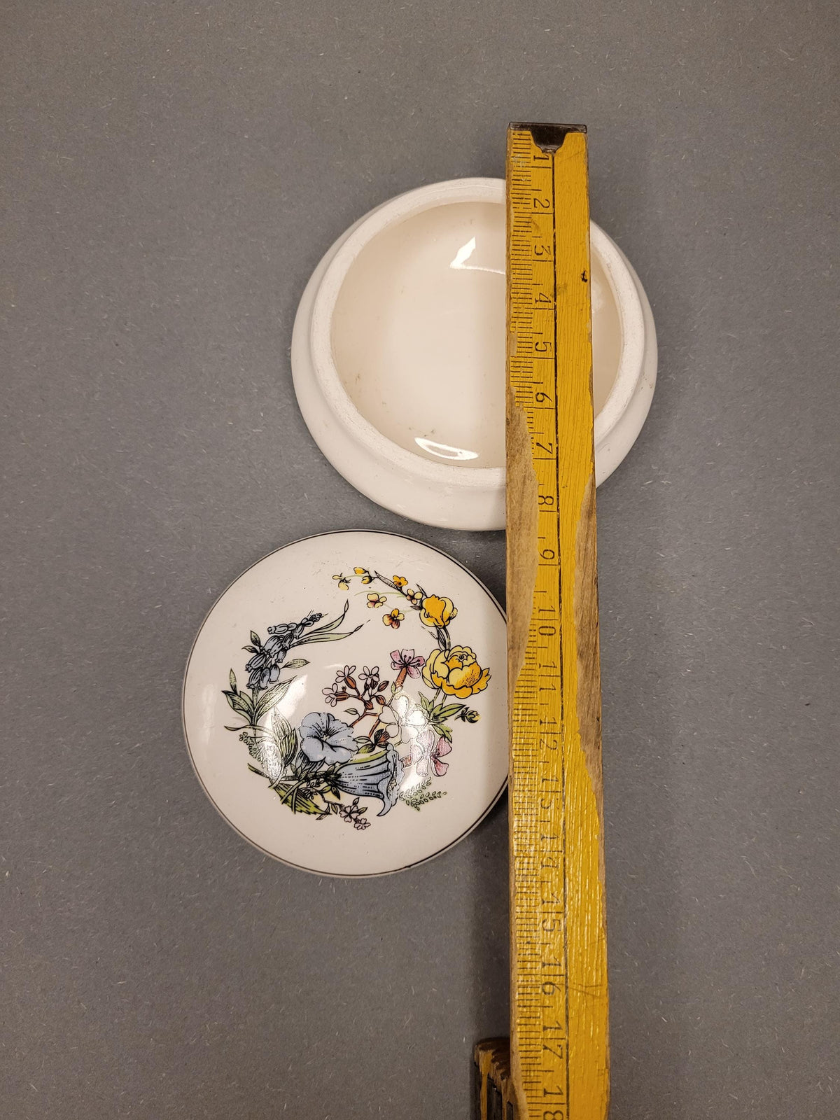 Vintage Porcelain Trinket Box with Delicate Romantic Spring Floral Design