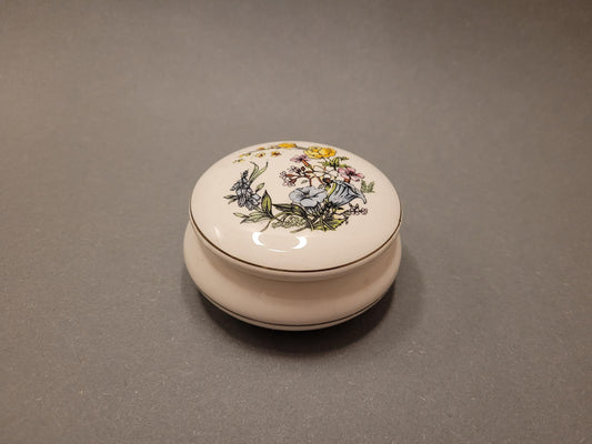 Vintage Porcelain Trinket Box with Delicate Romantic Spring Floral Design