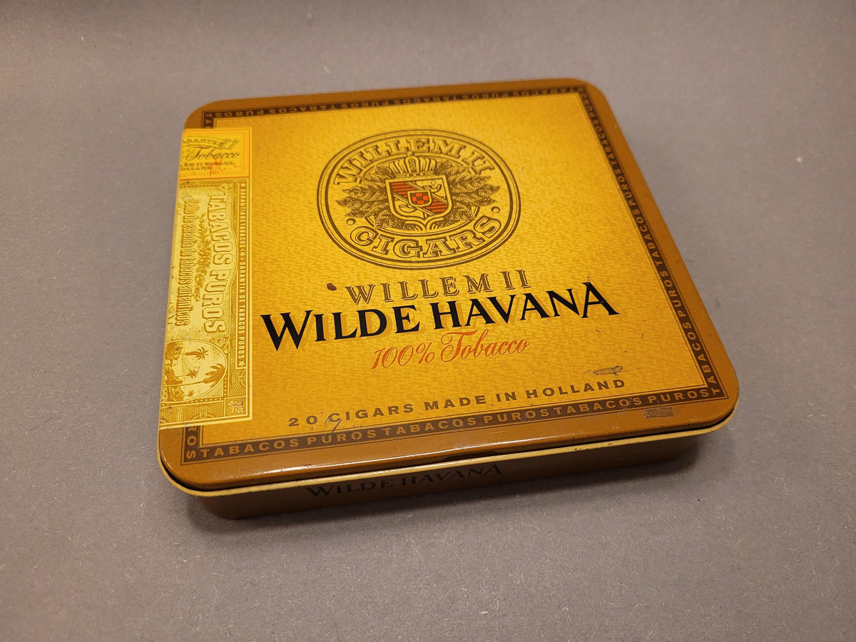 Gelbe Zigarrendose Willem II Wilde Havana, Gesamtansicht
