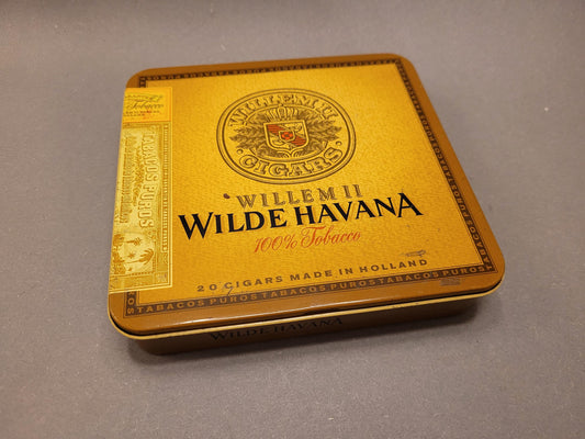Gelbe Zigarrendose Willem II Wilde Havana, Gesamtansicht