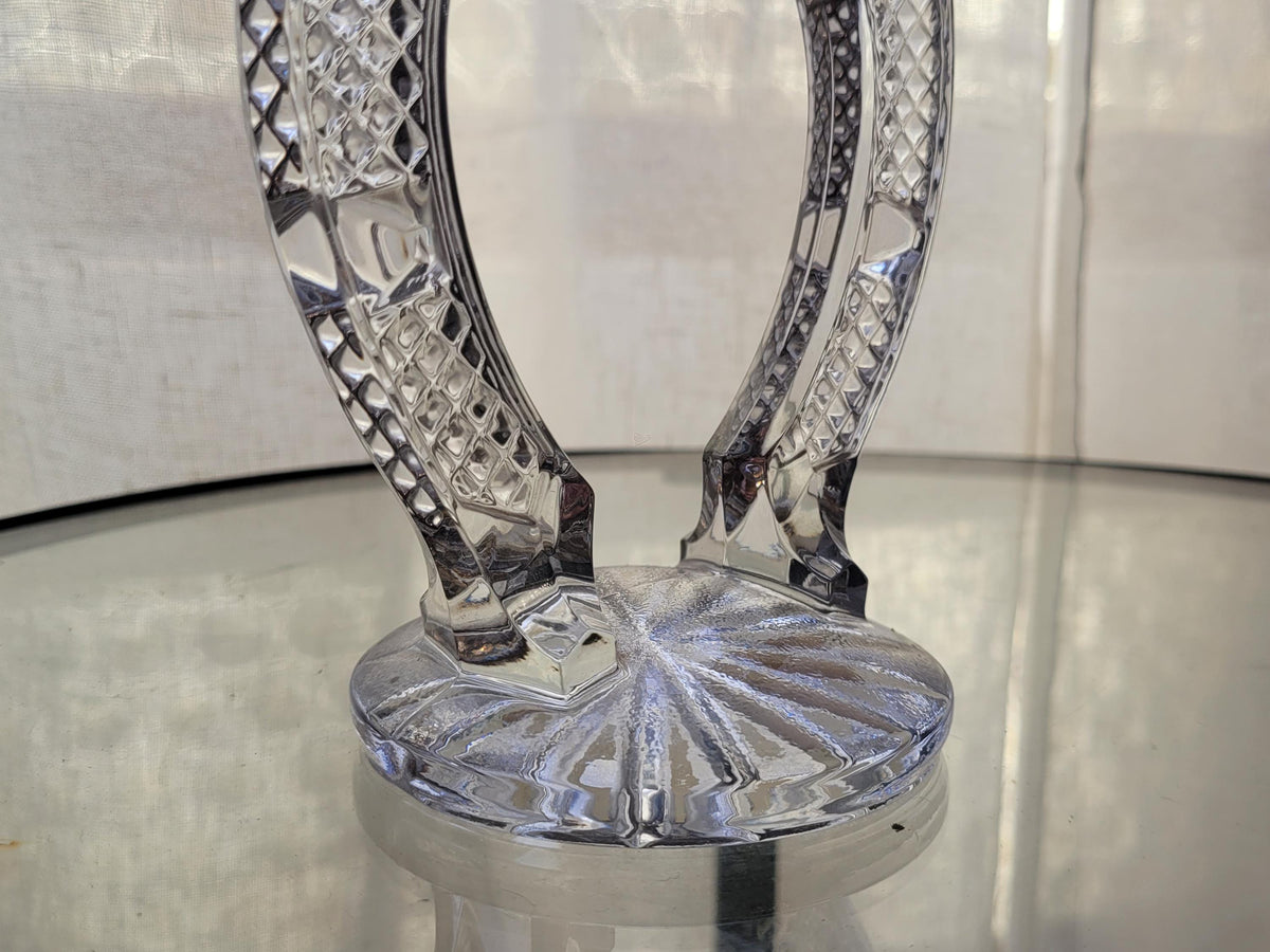 Vintage Crystal Horseshoe Candle Holder • 24% Lead Crystal • Gus-Khrustalny Russia • Rare Soviet Crystal Decor