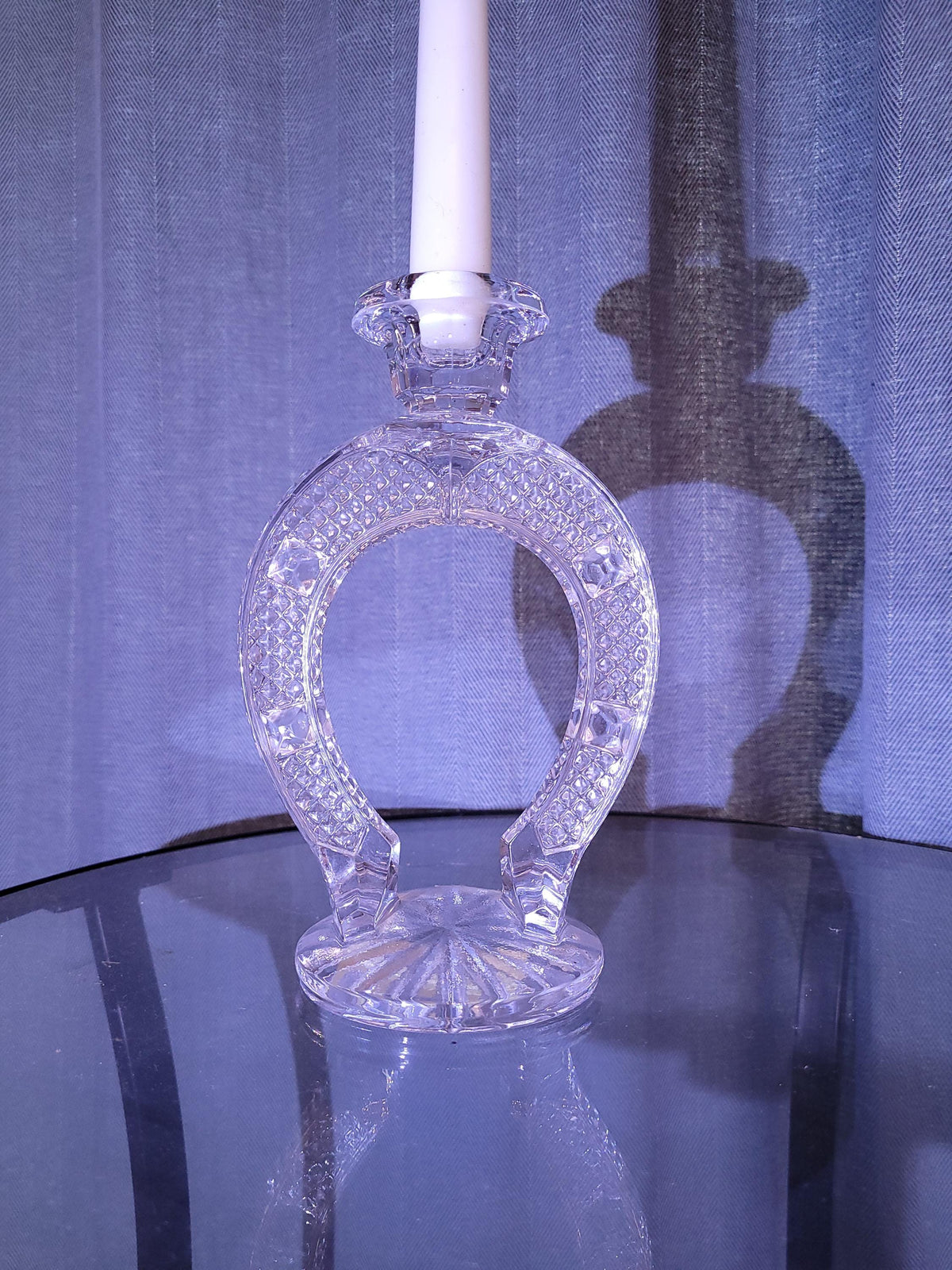 Vintage Crystal Horseshoe Candle Holder • 24% Lead Crystal • Gus-Khrustalny Russia • Rare Soviet Crystal Decor