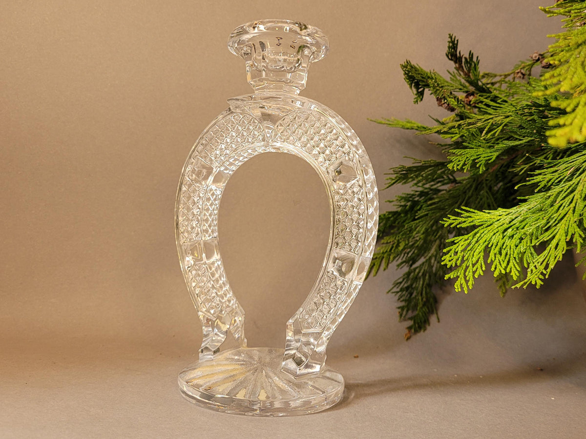 Vintage Crystal Horseshoe Candle Holder • 24% Lead Crystal • Gus-Khrustalny Russia • Rare Soviet Crystal Decor