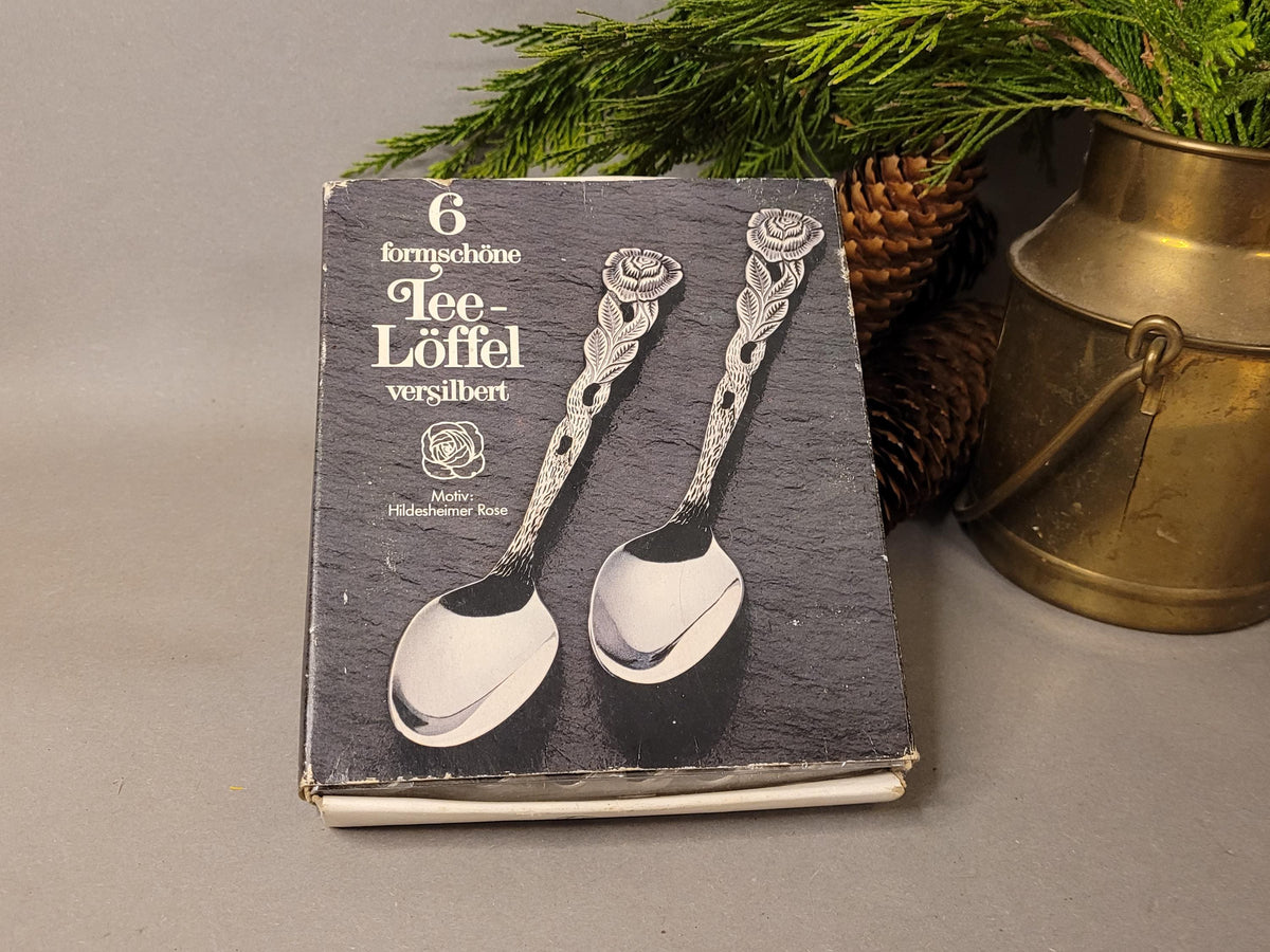 Vintage Teaspoon Set (6 pcs) "Hildesheimer Rose" – Silver-Plated Cutlery, German Quality, Collector's Gift