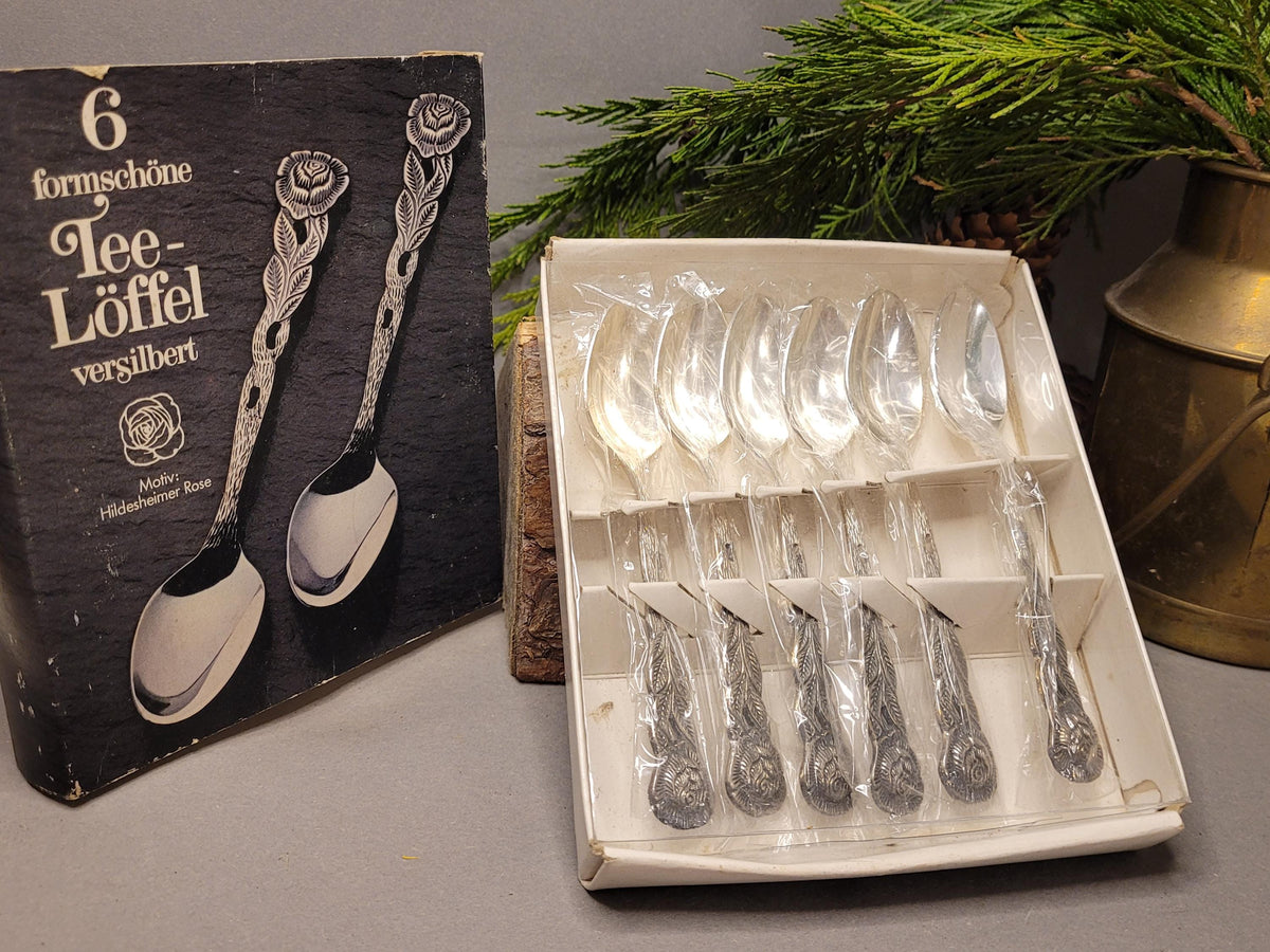 Vintage Teaspoon Set (6 pcs) "Hildesheimer Rose" – Silver-Plated Cutlery, German Quality, Collector's Gift