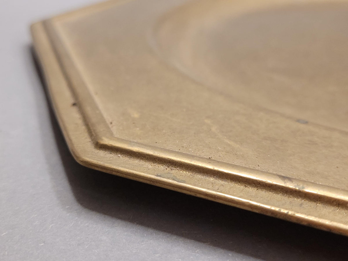 Vintage Brass Tray 32 cm / Large Octagonal Brass Serving Plate / Antique Brass Home Decor / Mid Century Tableware / Rustic Boho Decor