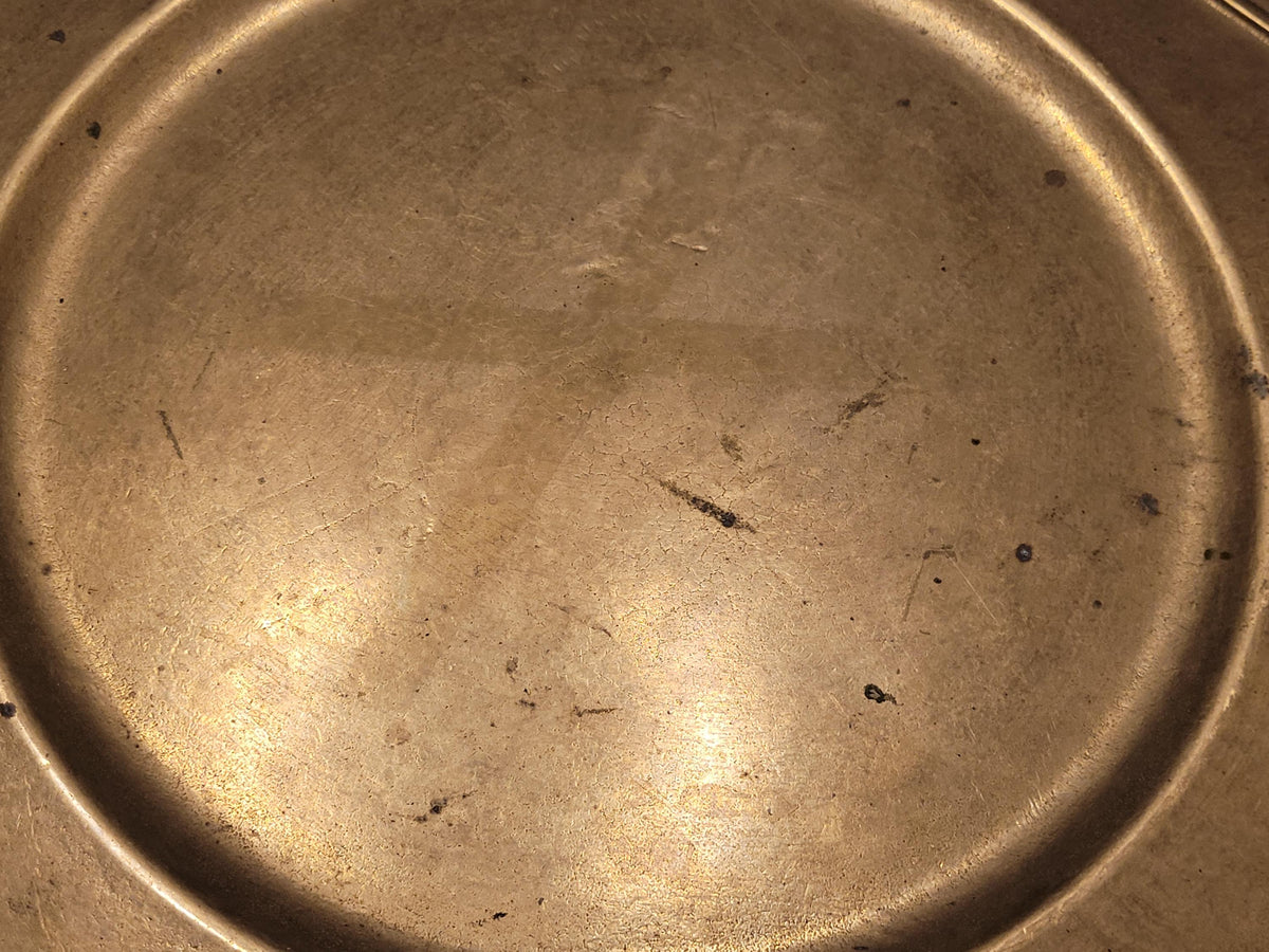 Vintage Brass Tray 32 cm / Large Octagonal Brass Serving Plate / Antique Brass Home Decor / Mid Century Tableware / Rustic Boho Decor